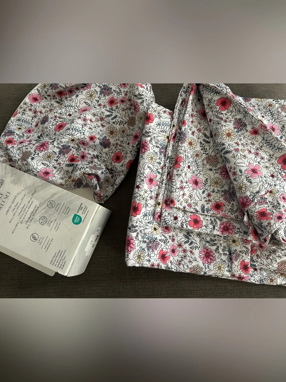 Fairfield Square Queen Floral 3 piece Sheet Set Pink Yellow Wrinkle Resistant
